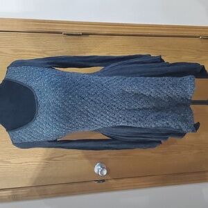 Sao Paulo grey and blue knit long sleeve asymmetric hem